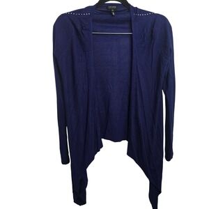 Escada Sport Shereena Blue Silk Blend Studded Open Front Cardigan Sweater S